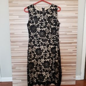 Black lace and Nude sleeveless midi dress -Size XL